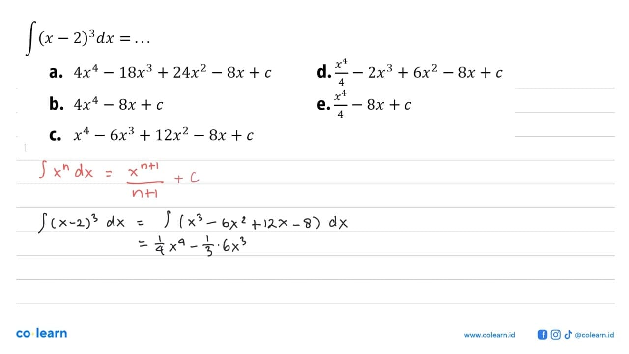 integral (x-2)^3 dx=...