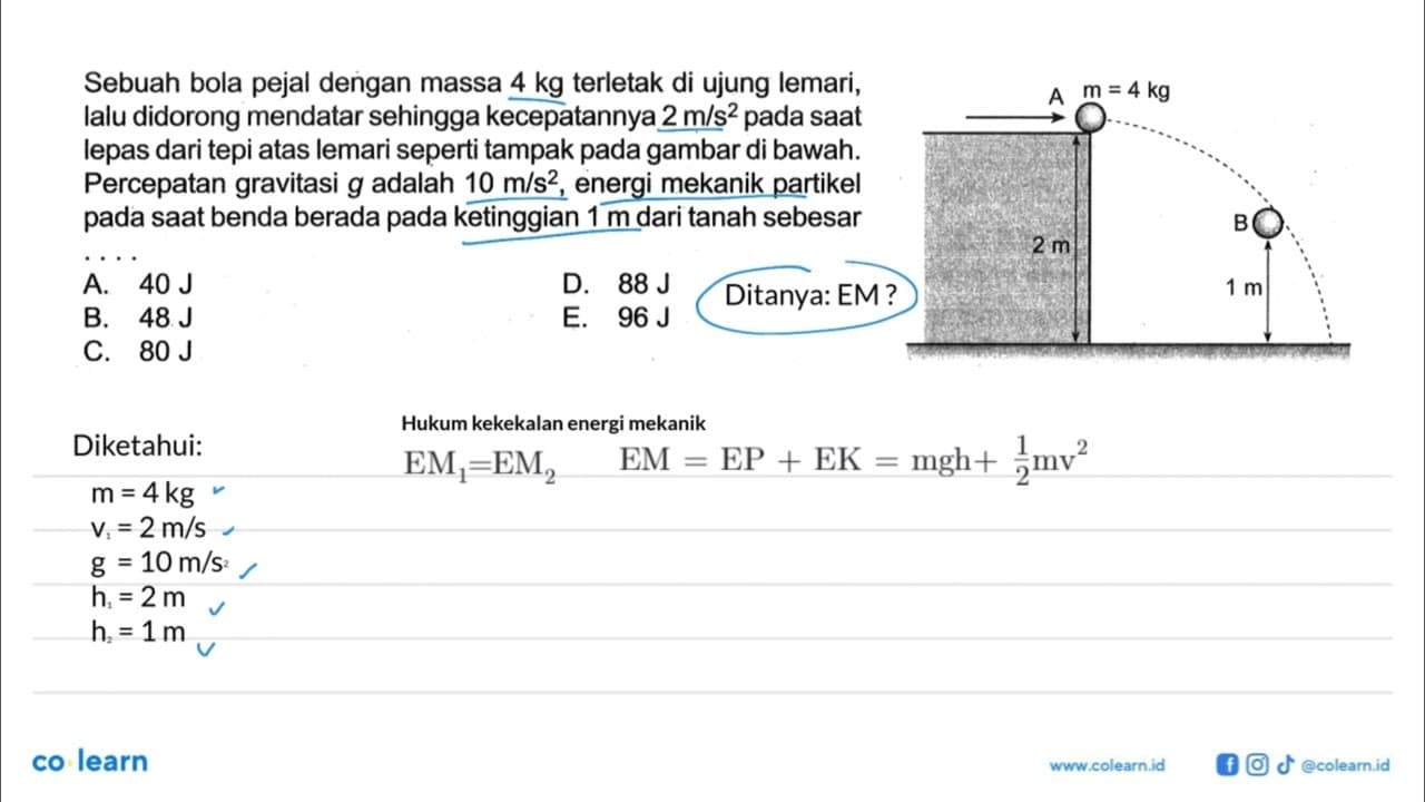 Sebuah bola pejal dengan massa 4 kg terletak di ujung