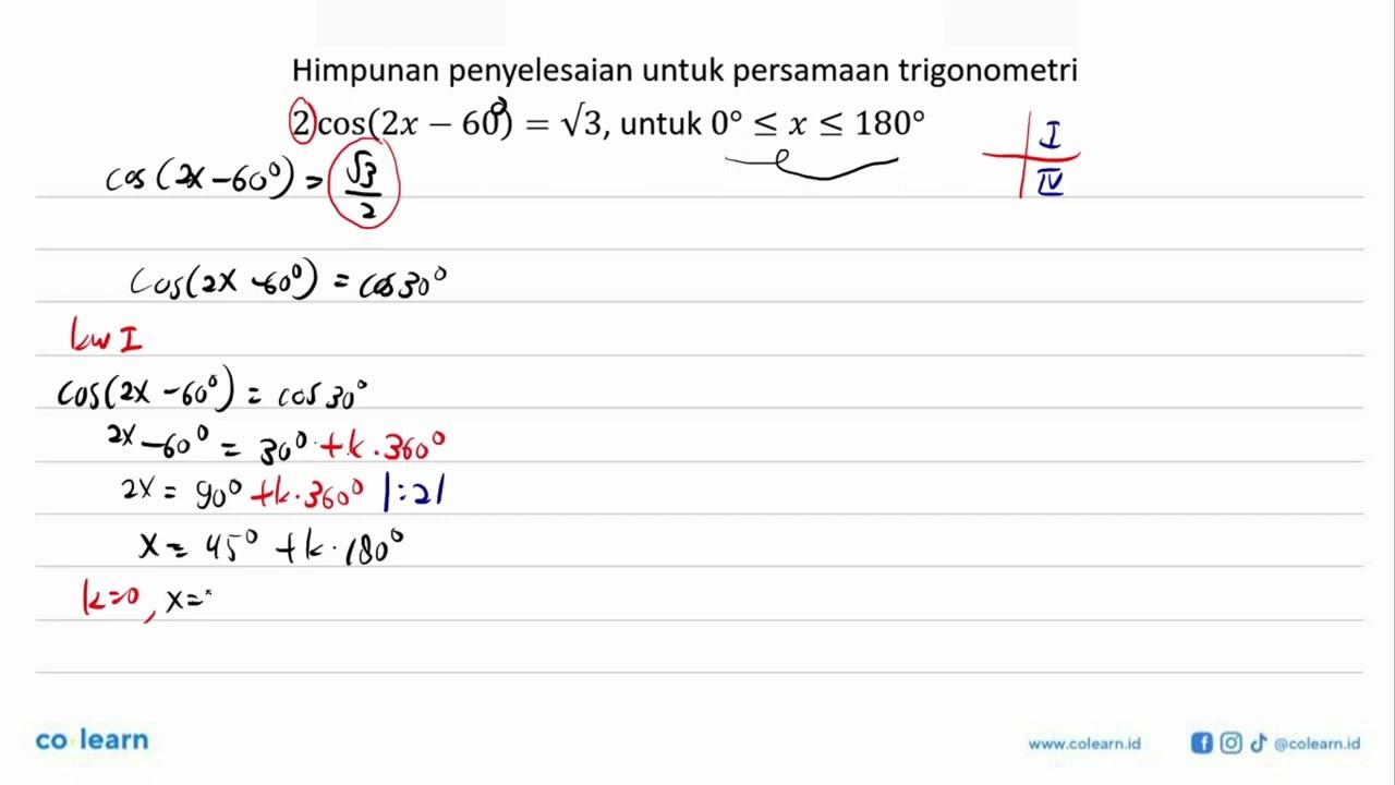 Himpunan penyelesaian untuk persamaan trigonometri 2