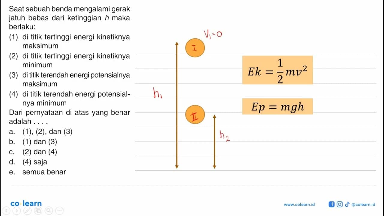 Saat sebuah benda mengalami gerak jatuh bebas dari