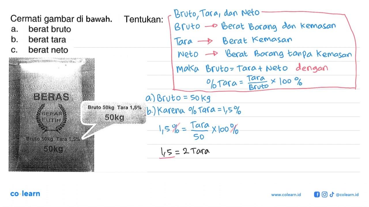 Cermati gambar di bawah. Tentukan: a. berat bruto b. berat