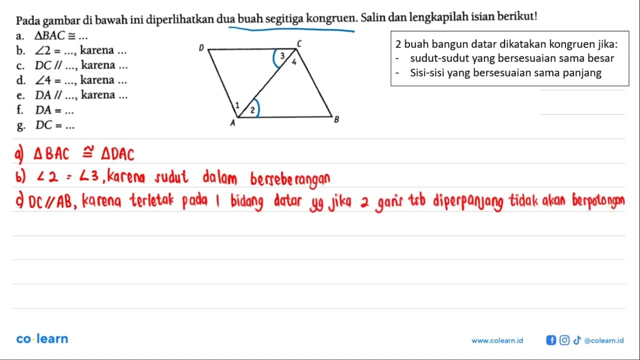 Pada gambar di bawah ini diperlikan dua buah segitiga