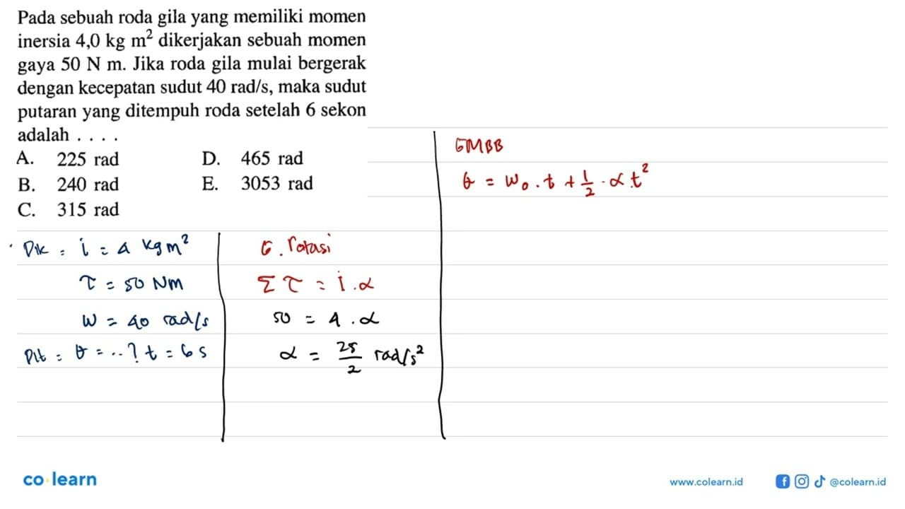 Pada sebuah roda gila yang memiliki momen inersia 4,0 kg