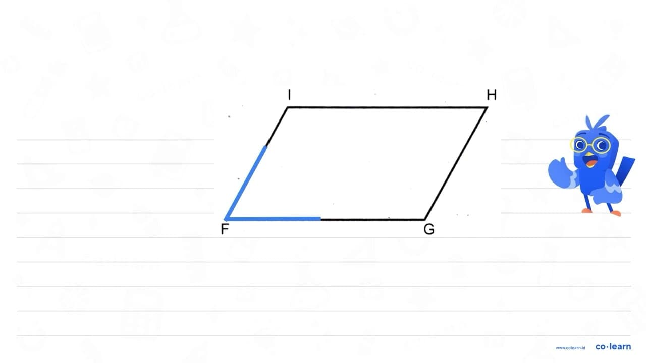 Perhatikan gambar jajargenjang FGHI berikut. Pada