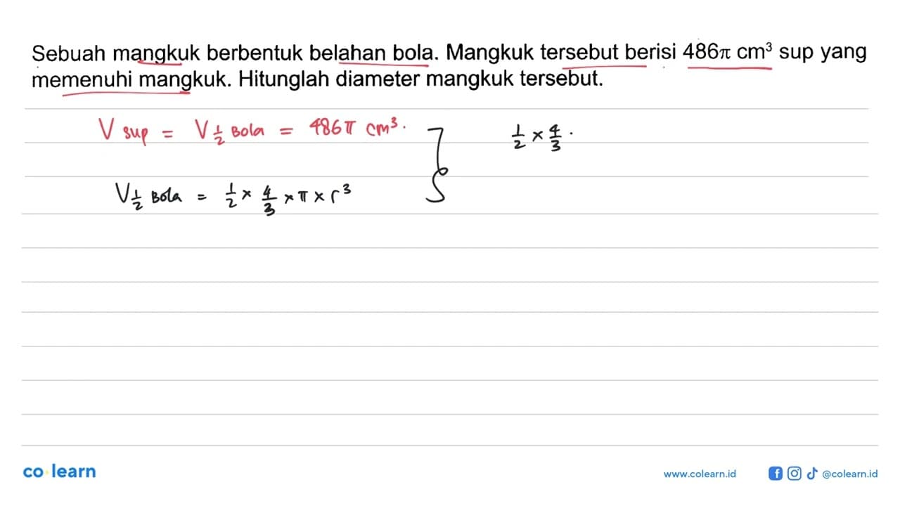 Sebuah mangkuk berbentuk belahan bola. Mangkuk tersebut