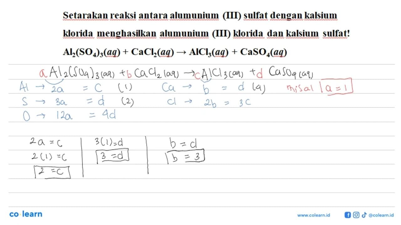 Setarakan reaksi antara aluminium(III) sulfat dengan