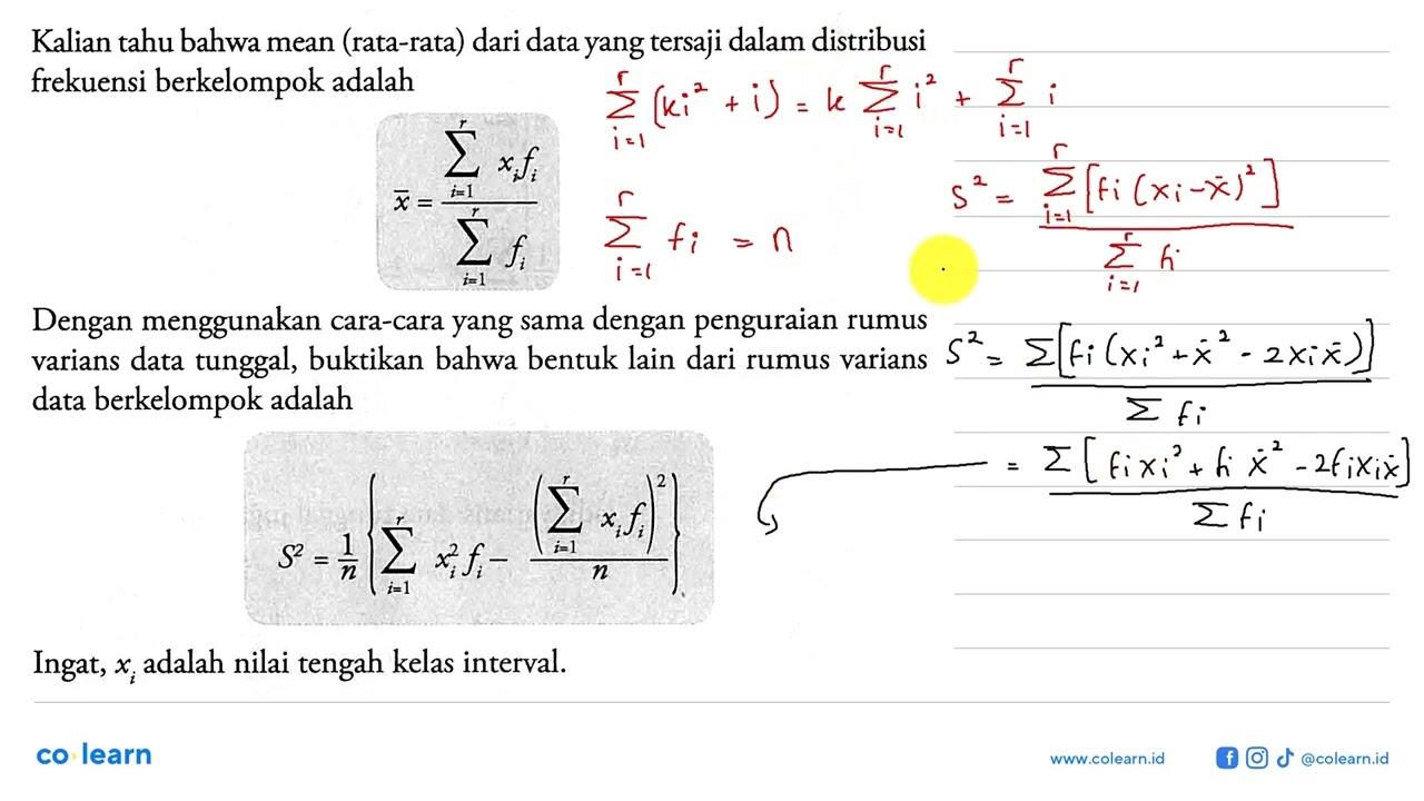 Kalian tahu bahwa mean (rata-rata) dari data yang tersaji