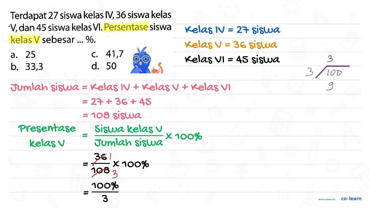 Terdapat 27 siswa kelas IV, 36 siswa kelas - V, dan 45