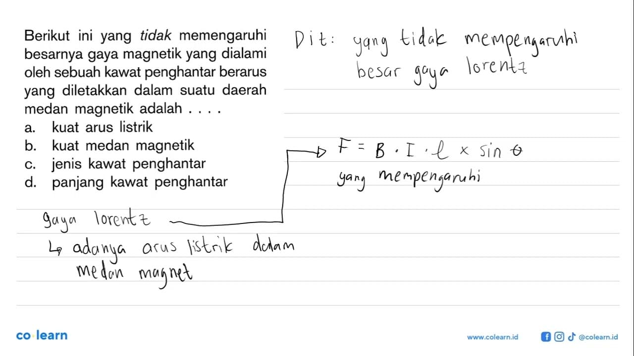 Berikut ini yang tidak memengaruhi besarnya gaya magnetik