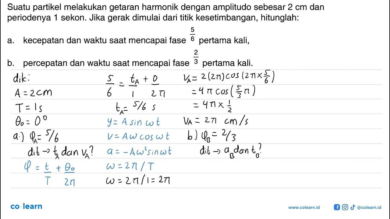 Suatu partikel melakukan getaran harmonik dengan amplitudo