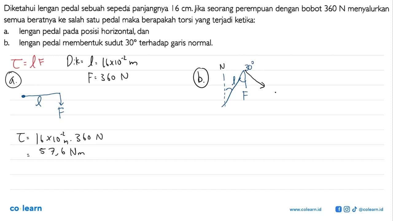 Diketahui lengan sebuah sepeda panjangnya 6 cm: Jika