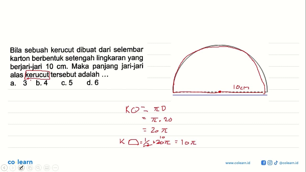 Bila sebuah kerucut dibuat dari selembar karton berbentuk