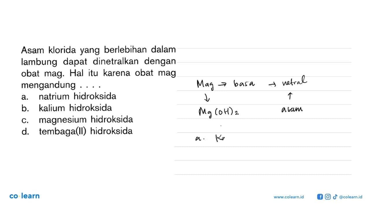 Asam klorida yang berlebihan dalam lambung dapat