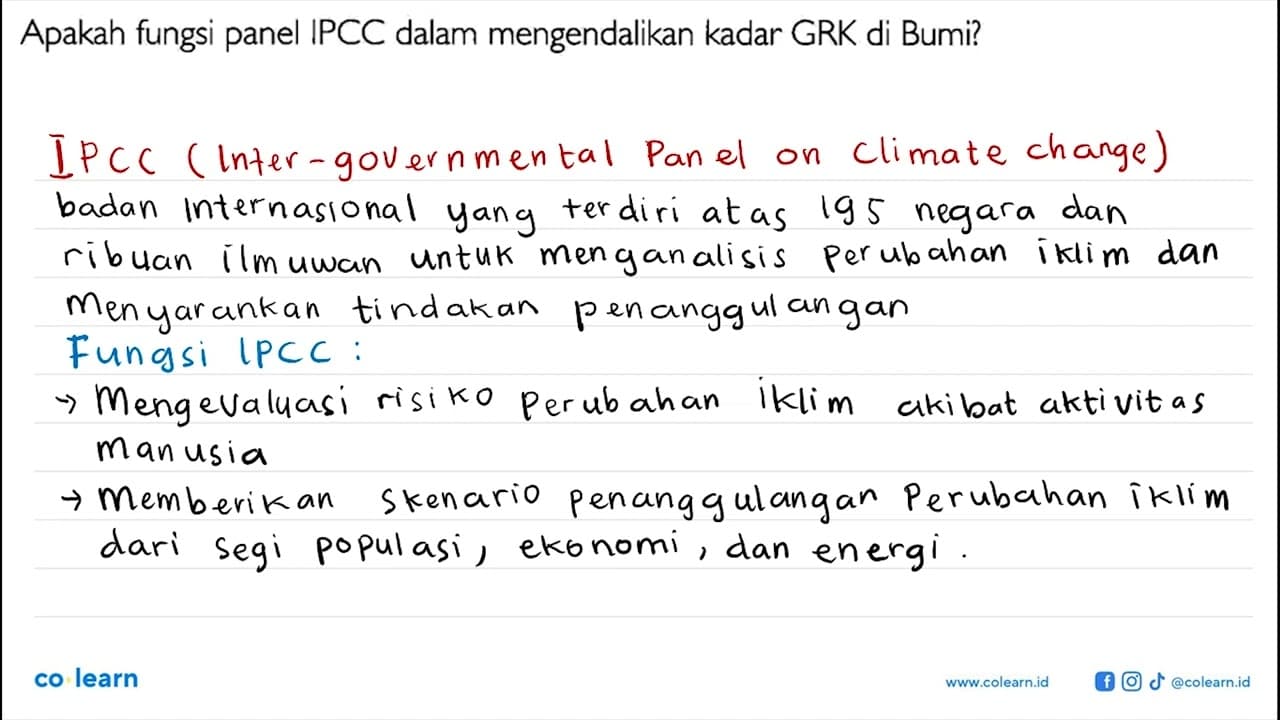 Apakah fungsi panel IPCC dalam mengendalikan kadar GRK di