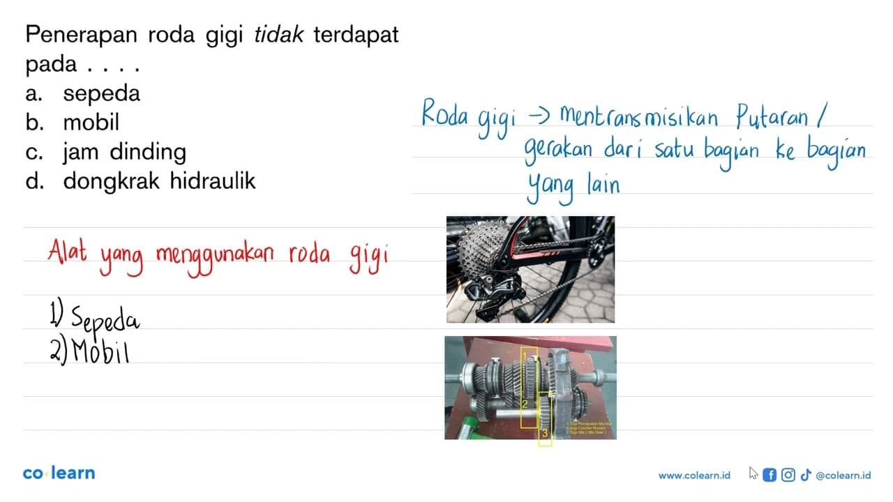 Penerapan roda gigi tidak terdapat pada