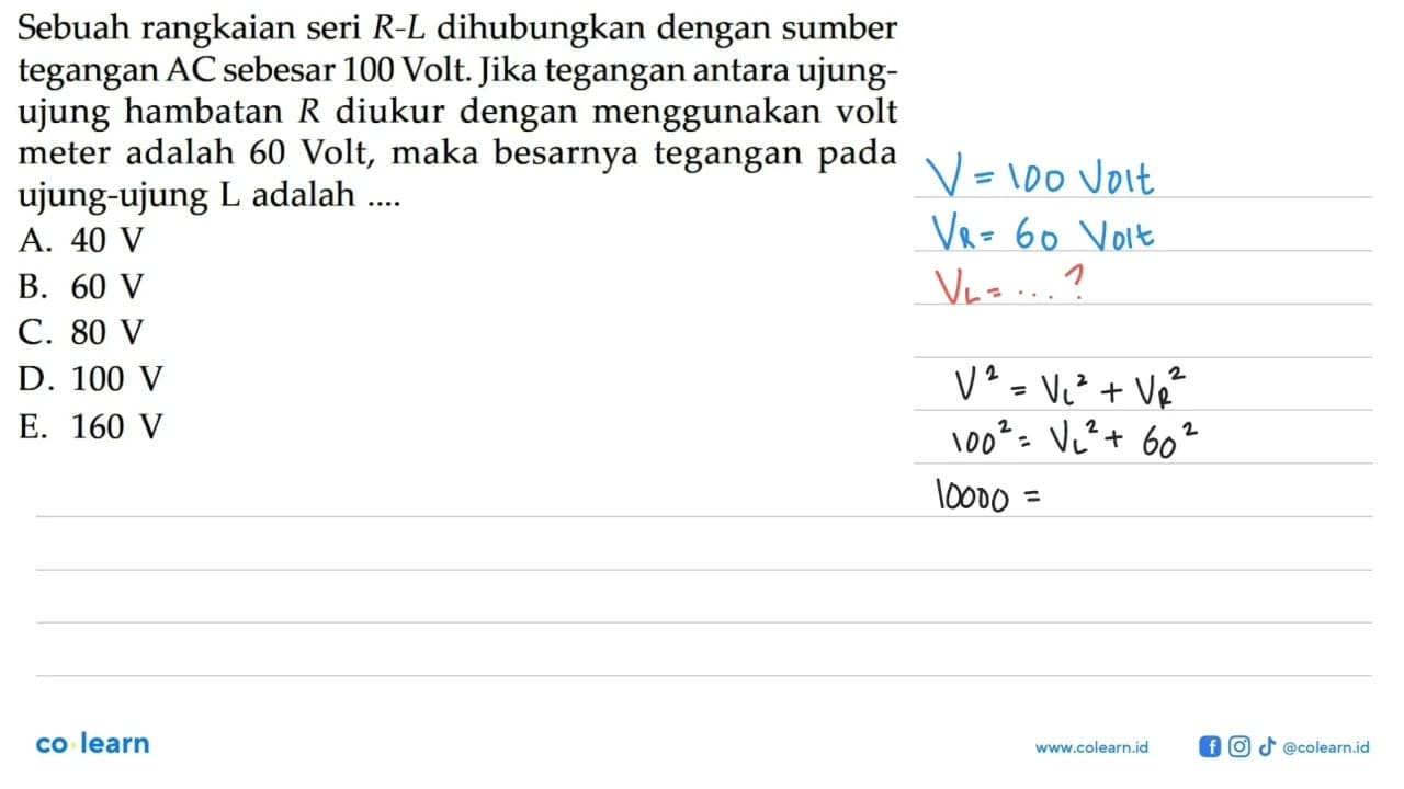 Sebuah rangkaian seri R-L dihubungkan dengan sumber