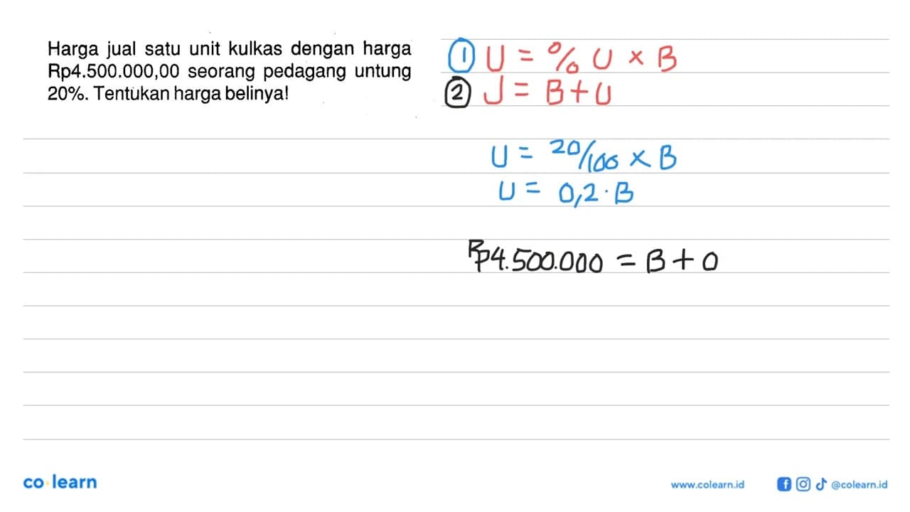 Harga jual satu unit kulkas dengan harga Rp4.500.000,00