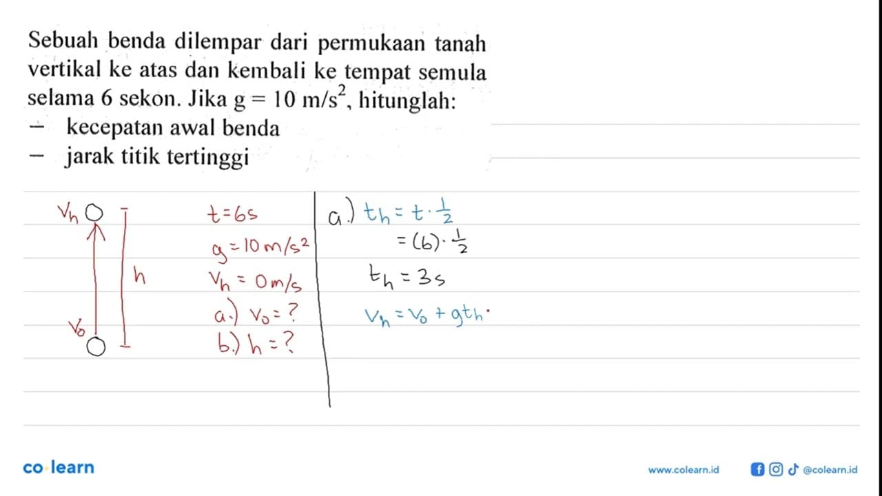 Sebuah benda dilempar dari permukaan tanah vertikal ke atas