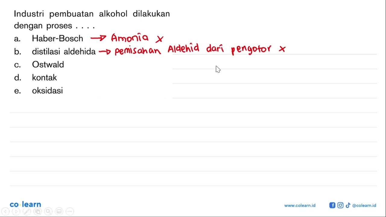 Industri pembuatan alkohol dilakukan dengan proses ....