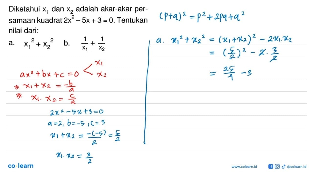 Diketahui x1 dan x2 adalah akar-akar persamaan kuadrat 2x^2