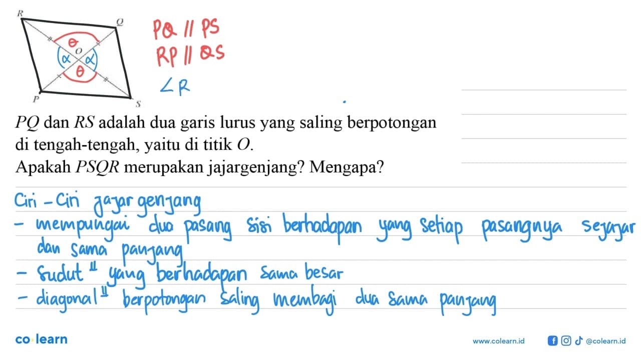 R Q O P S PQ dan RS adalah dua garis lurus yang saling