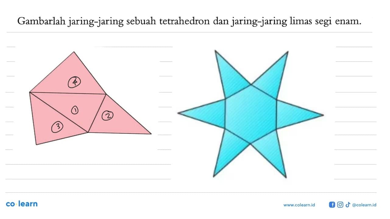 Gambarlah jaring-jaring sebuah tetrahedron dan