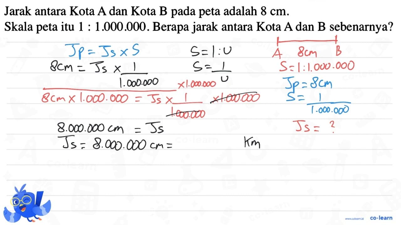 Jarak antara Kota A dan Kota B pada peta adalah 8 cm. Skala