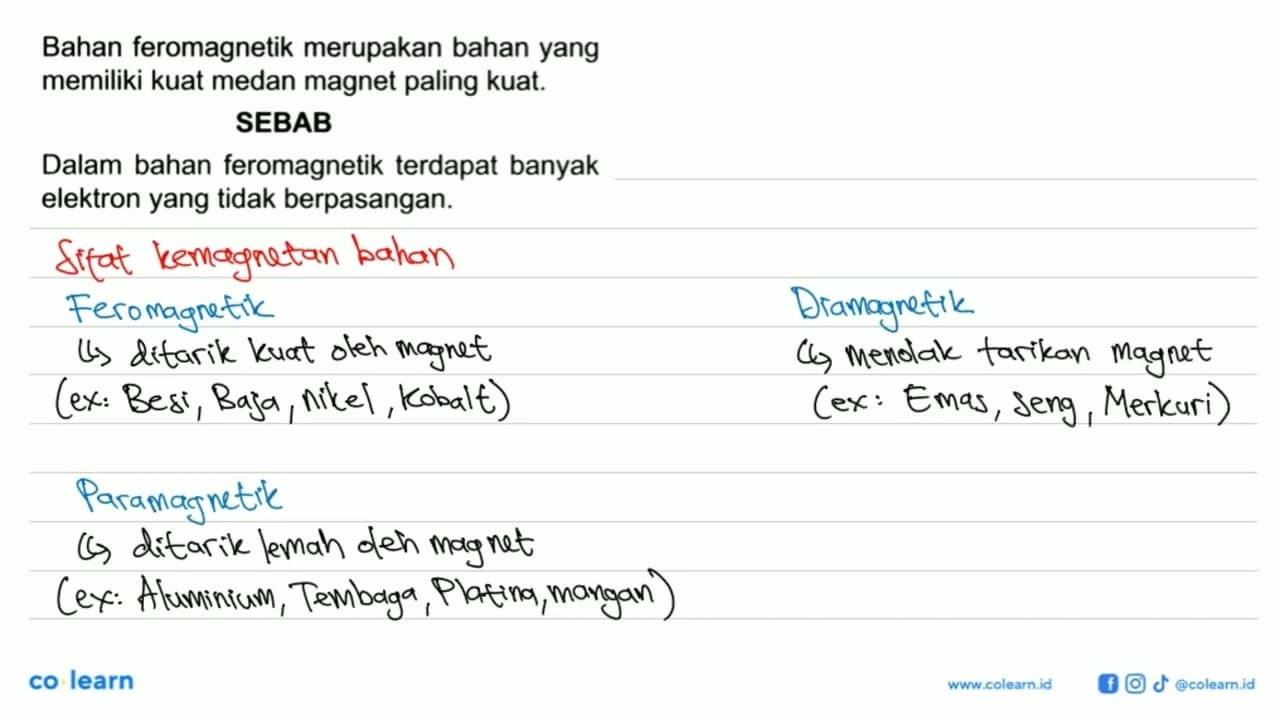 Bahan feromagnetik merupakan bahan yang memiliki kuat medan