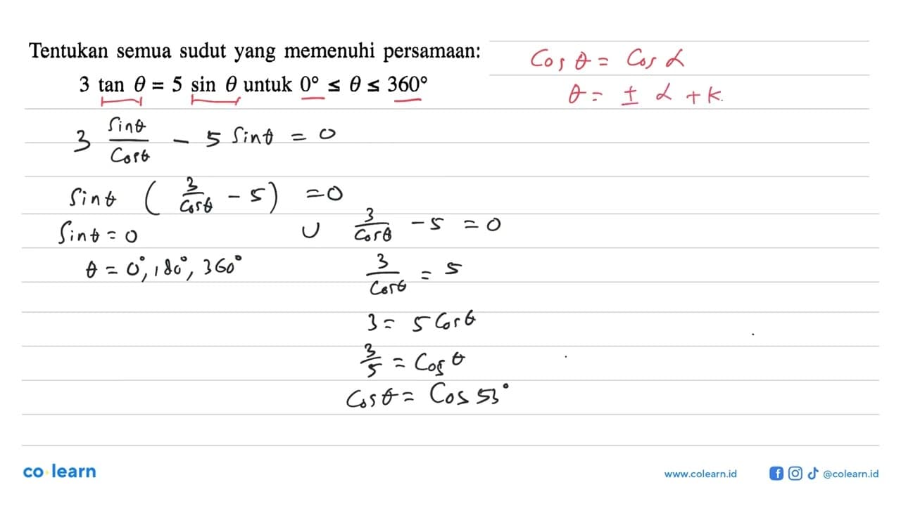 Tentukan semua sudut yang memenuhi persamaan: 2tan