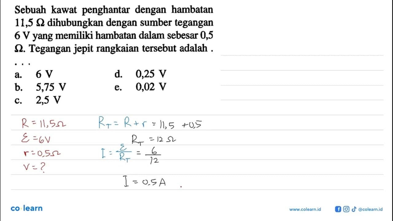 Sebuah kawat penghantar dengan hambatan 11,5 ohm