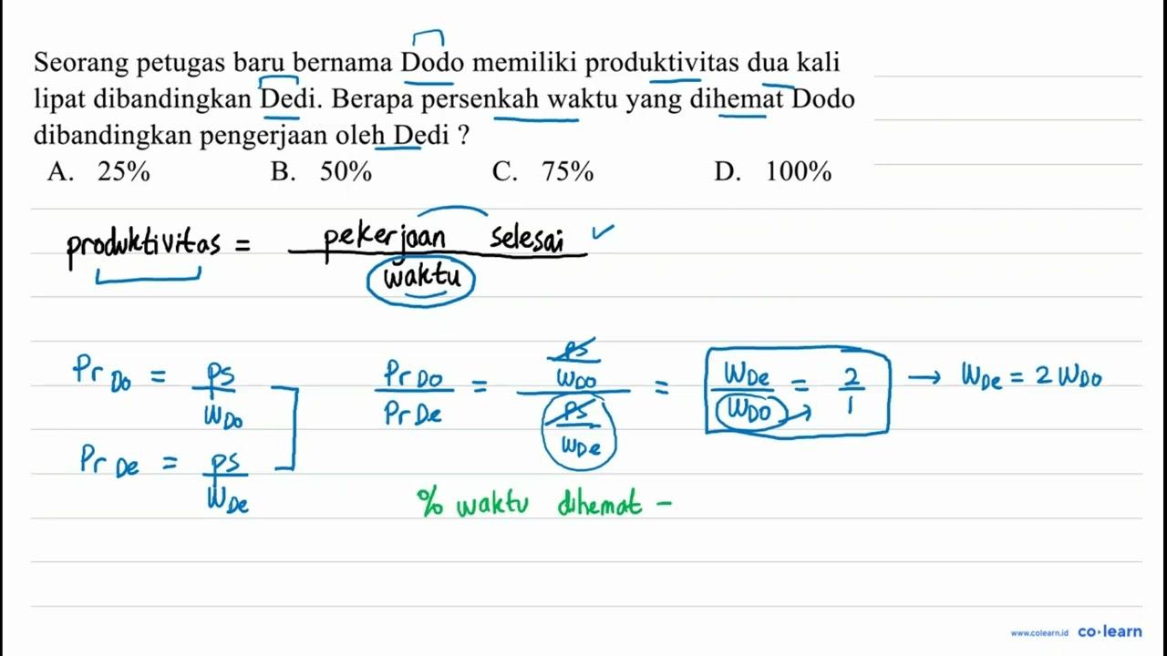 Seorang petugas baru bernama Dodo memiliki produktivitas