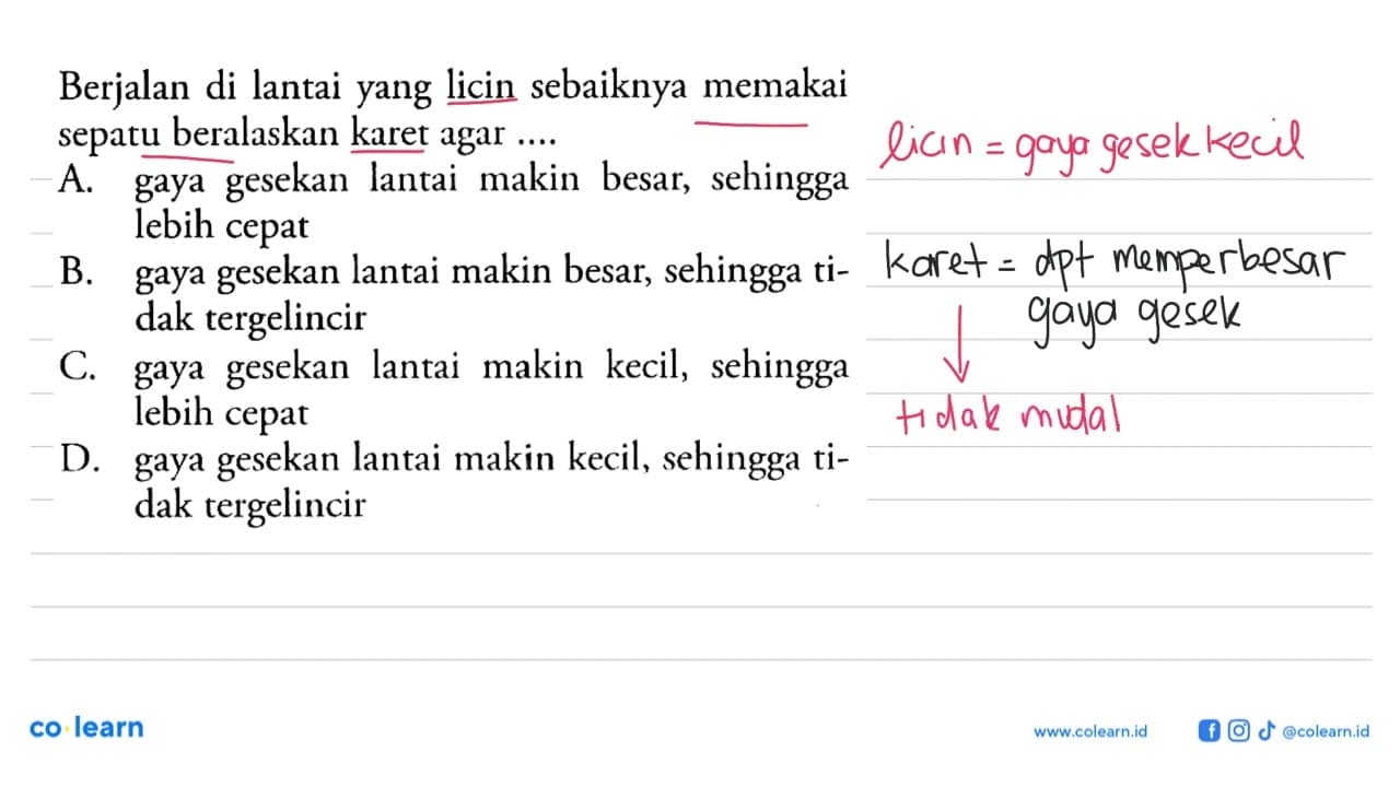 Berjalan di lantai yang licin sebaiknya memakai sepatu