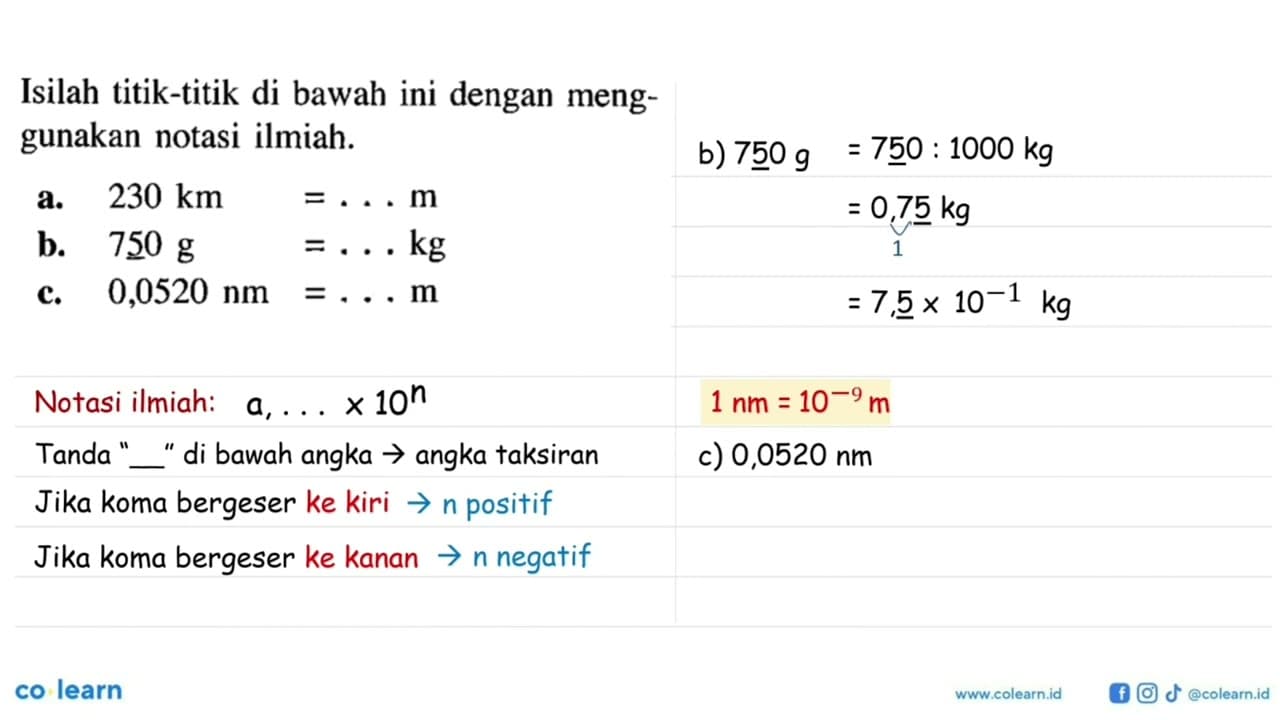 Isilah titik-titik di bawah ini dengan meng-gunakan notasi