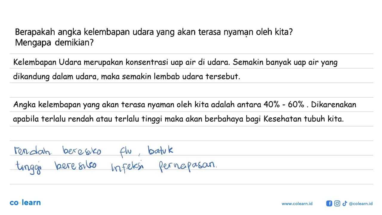 Berapakah angka kelembapan udara yang akan terasa nyaman