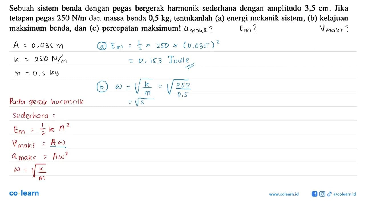 Sebuah sistem benda dengan pegas bergerak harmonik