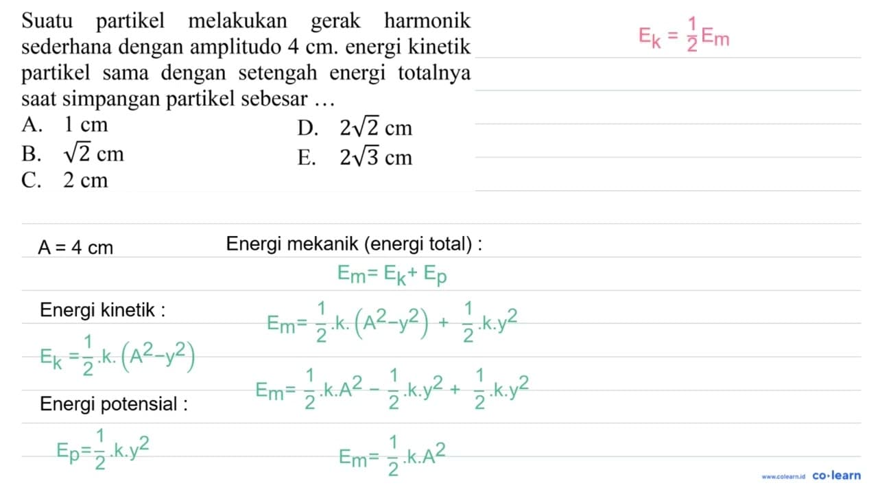 Suatu partikel melakukan gerak harmonik sederhana dengan