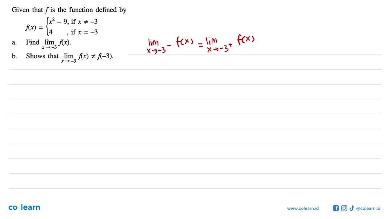 Given that f is the function defined by f(x)={x^2-9, if