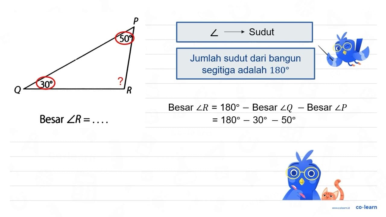 P Q R 30 50 Besar sudut R=...