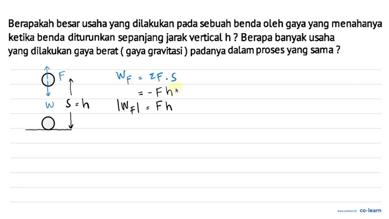 Berapakah besar usaha yang dilakukan pada sebuah benda oleh