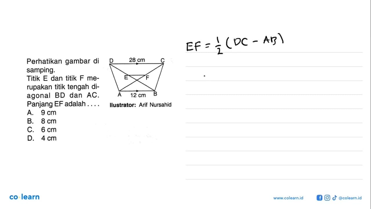 Perhatikan gambar di samping. 12 cm 20 cmTitik E dan titik