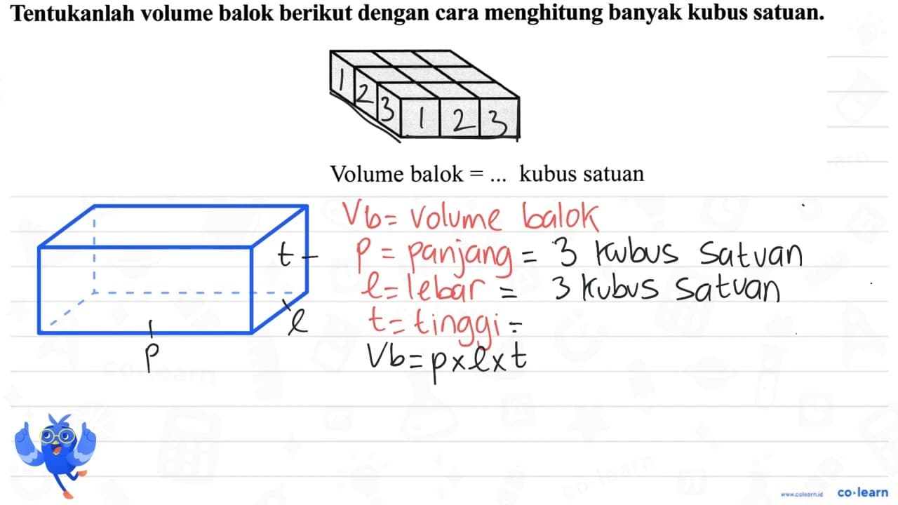 Tentukanlah volume balok berikut dengan cara menghitung