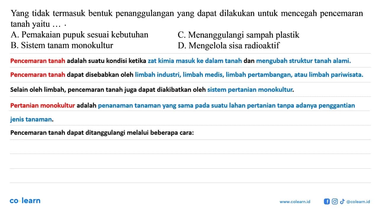 Yang tidak termasuk bentuk penanggulangan yang dapat