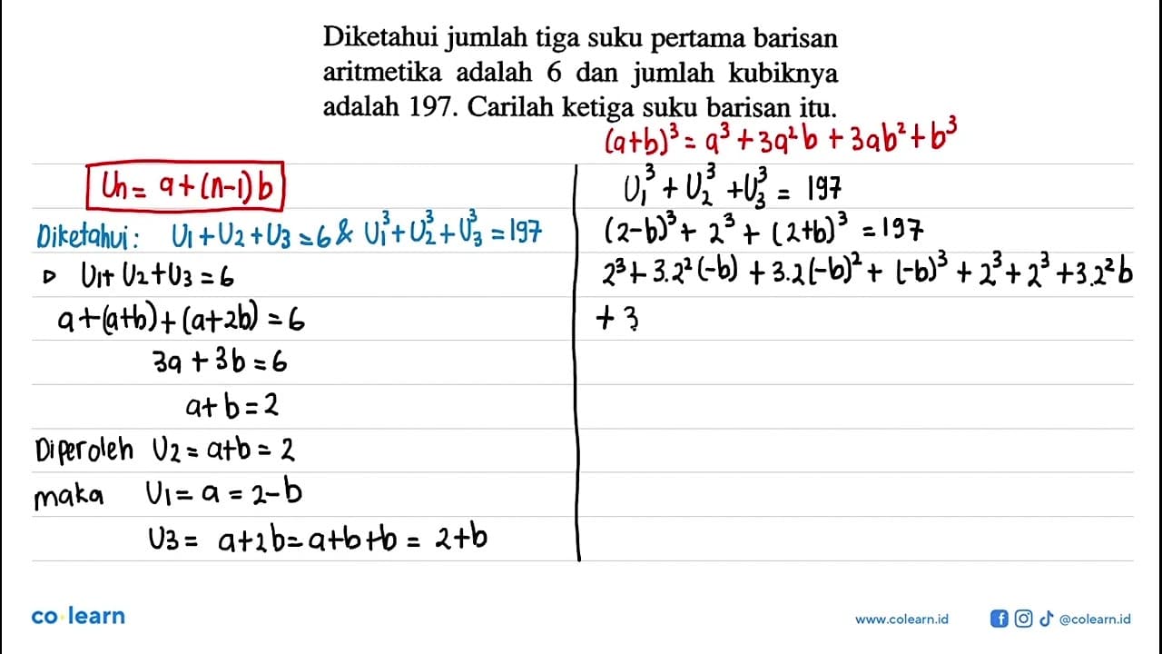 Diketahui jumlah tiga suku pertama barisan aritmetika