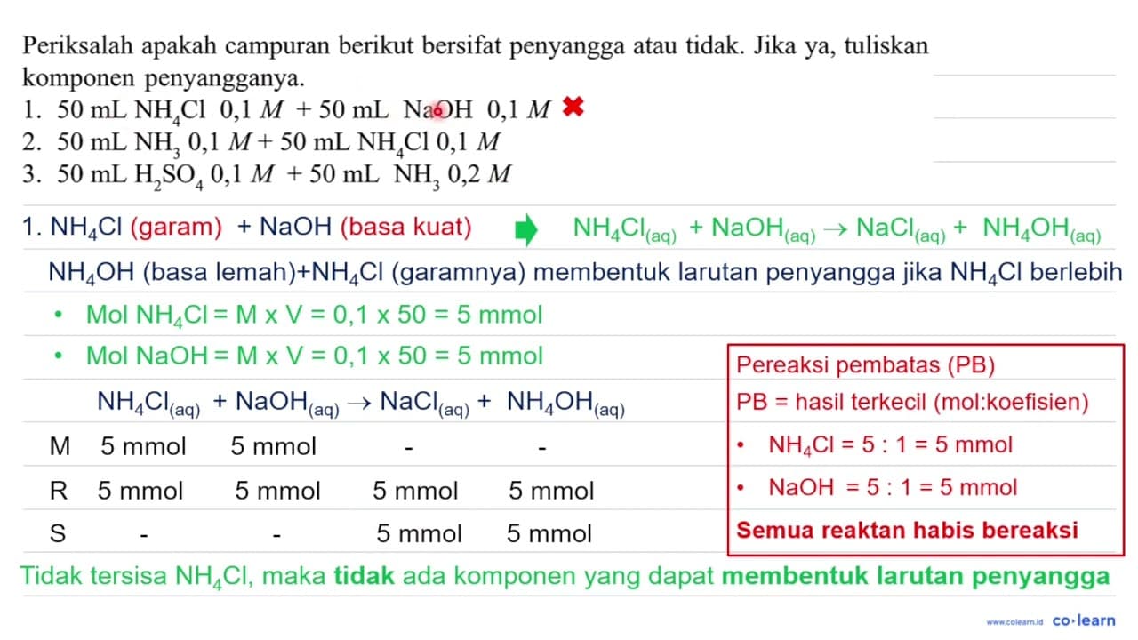 Periksalah apakah campuran berikut bersifat penyangga atau