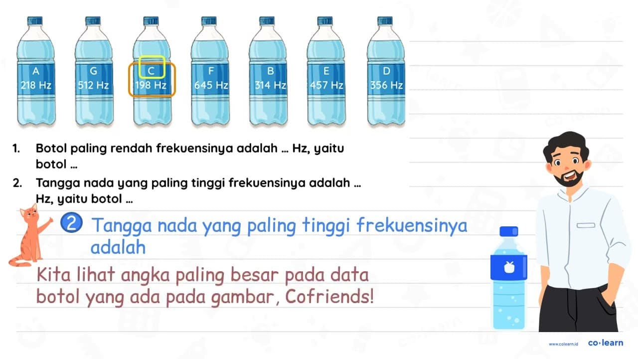 1. Botol paling rendah frekuensinya adalah ... Hz , yaitu