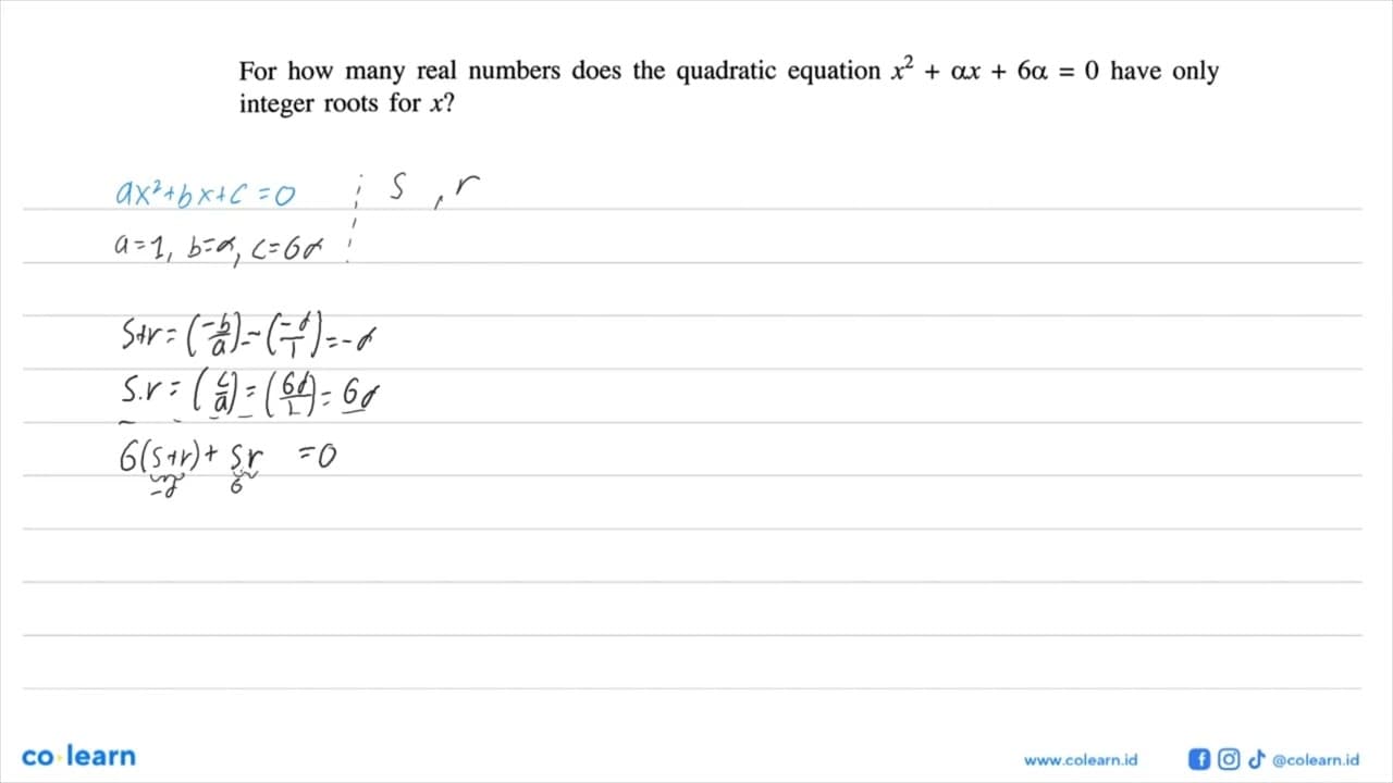 For how many real numbers does the quadratic equation x^2 +