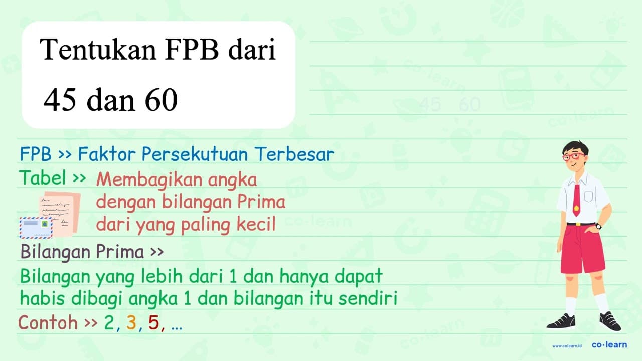 Tentukan FPB dari 45 dan 60