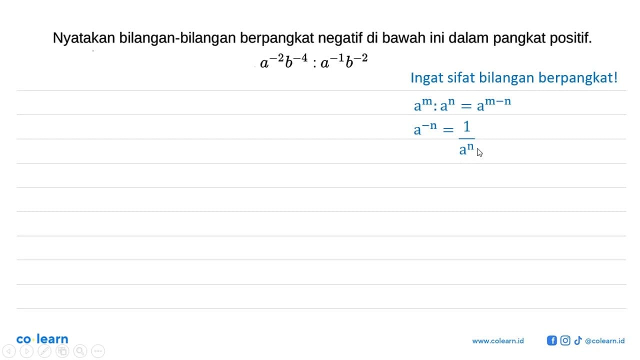 Nyatakan bilangan-bilangan berpangkat negatif di bawah ini