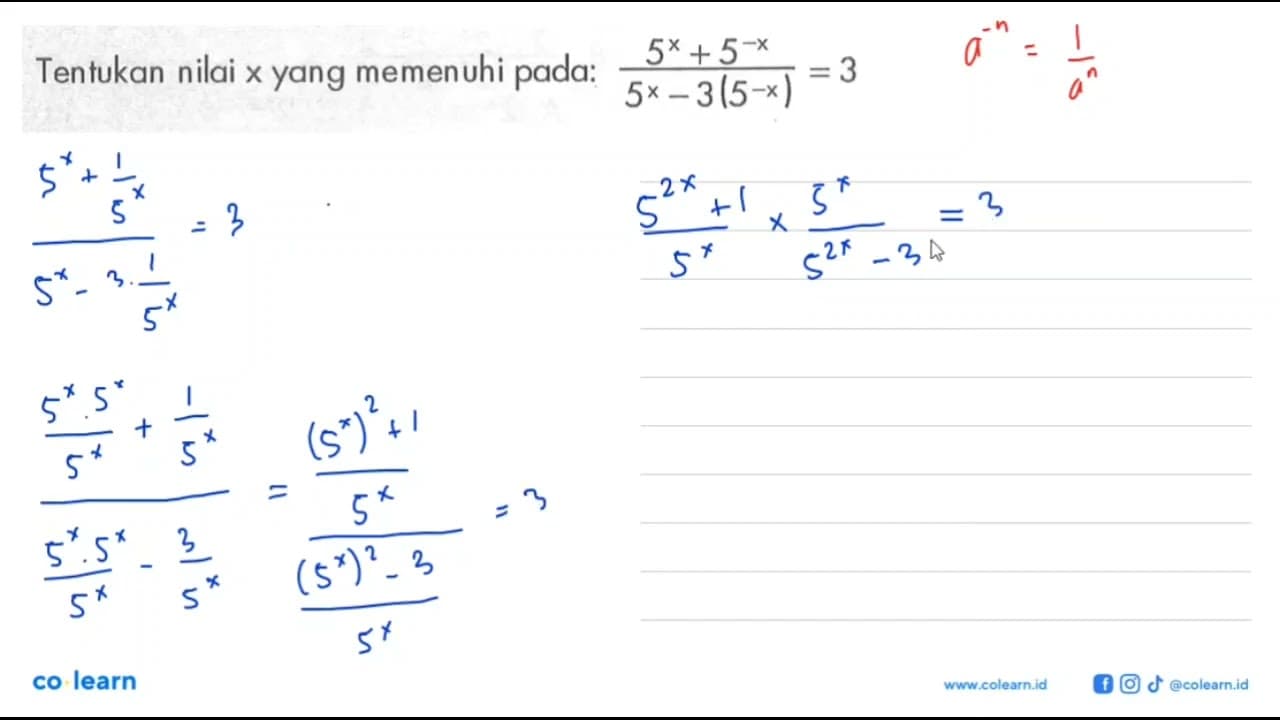 Tentukan nilai x yang memenuhi pada: