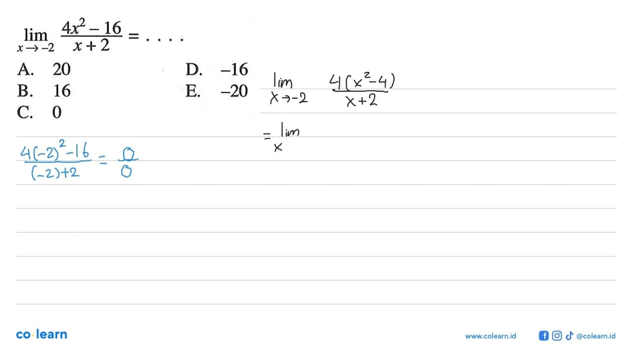 lim x->-2 (4x^2-16)/(x+2)=...